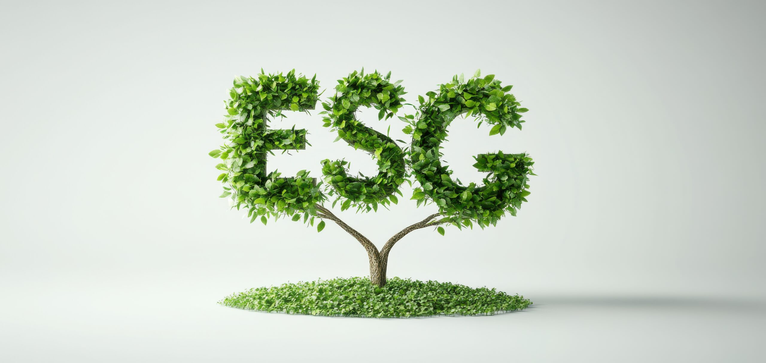 A creative representation of ESG concepts illustrated with green foliage, symbolizing sustainability and environmental responsibility.